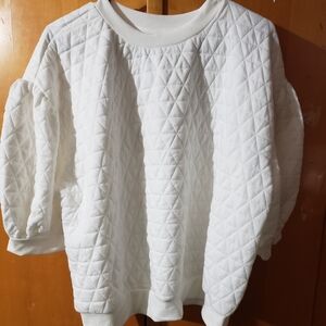 a new day Quilted White Blouse